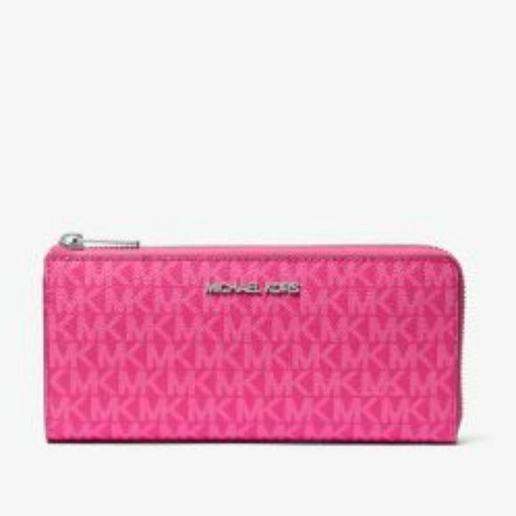 Michael Kors Jet Set Travel Large Signature Logo Quarter-Zip Wallet - Picture 1 of 2